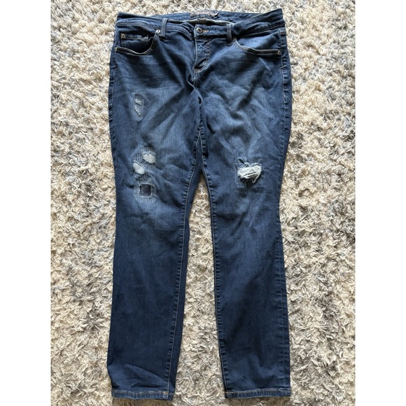 torrid Denim - Torrid Premium Jeans Sz 16 R Skinny Distressed Dark Blue